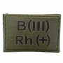 Военный шеврон группа крови темная олива B(III) Rh(+) 30*45