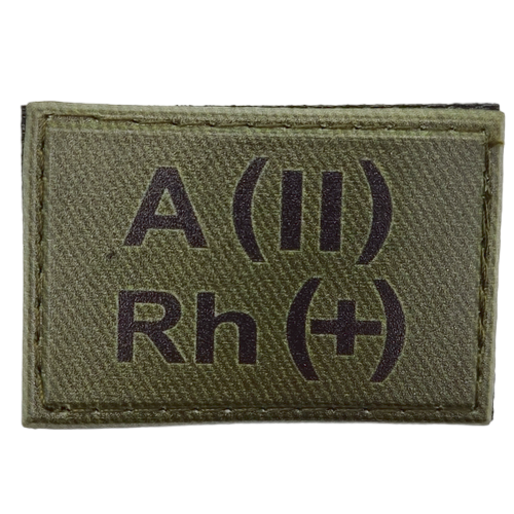 Військовий шеврон група крові темна олива A(II) Rh(+) 30*45