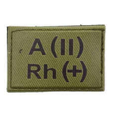 Військовий шеврон група крові олива A(II) Rh(+) 30*45