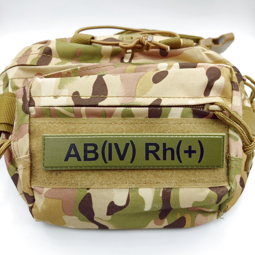 Військовий шеврон група крові олива AB(IV) Rh(+)