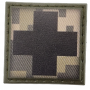 Шеврон Медик квадратний чорний хрест піксель