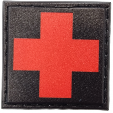 Шеврон Медик квадратный красный крест черный
