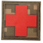 Шеврон Медик квадратний червоний хрест рудий піксель
