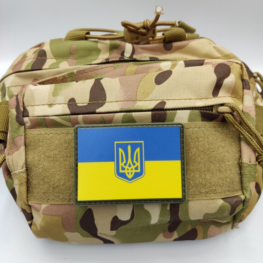 Нашивка прапор України з гербом олива 50*70 мм