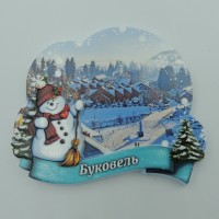 Магніт на холодильник зимовий Буковель сніговик