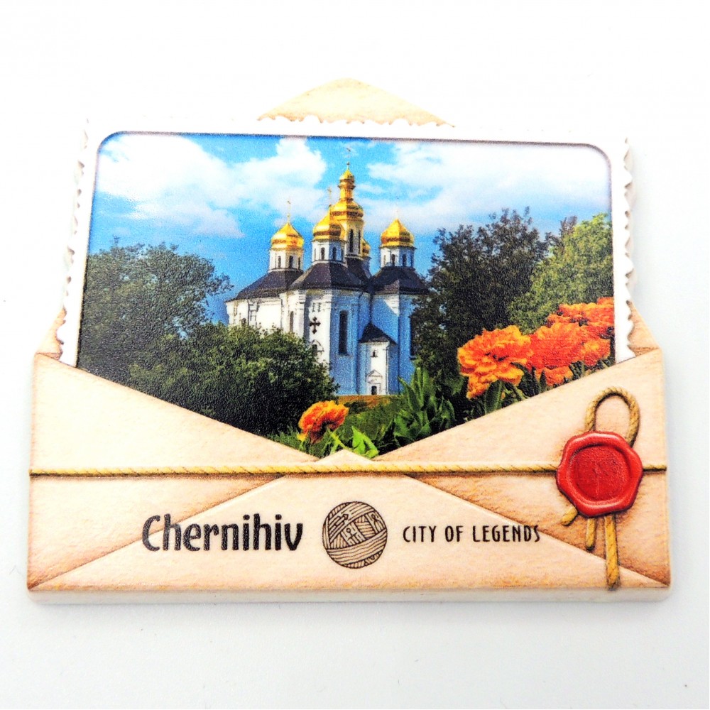 Керамические магнитики Чернигов Екатерининская церковь конверт