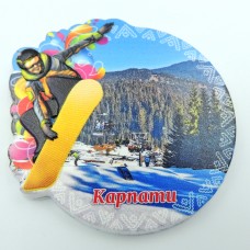 Магнітик на холодильник зимові Карпати сноубордист №2