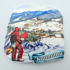 Магнит на холодильник Карпаты сноубордист в горах №3