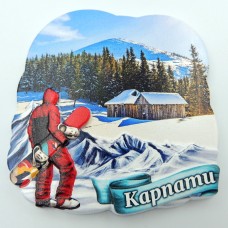 Магнит на холодильник Карпаты сноубордист в горах №4