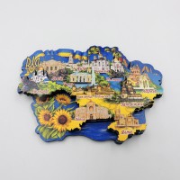 Магніт тришаровий дерев'яна карта Україна