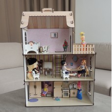 Ляльковий будинок з дерева для ляльок ЛОЛ з набором меблів 