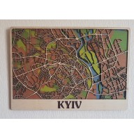 Деревянная схема декоративная карта Киева на стену из фанеры интерьерная