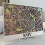 Настінна об'ємна 3D-мапа план міста та вулиць Києва з дерева з підставкою