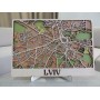 Настінна об'ємна 3D-мапа план міста та вулиць Львова з дерева з підставкою
