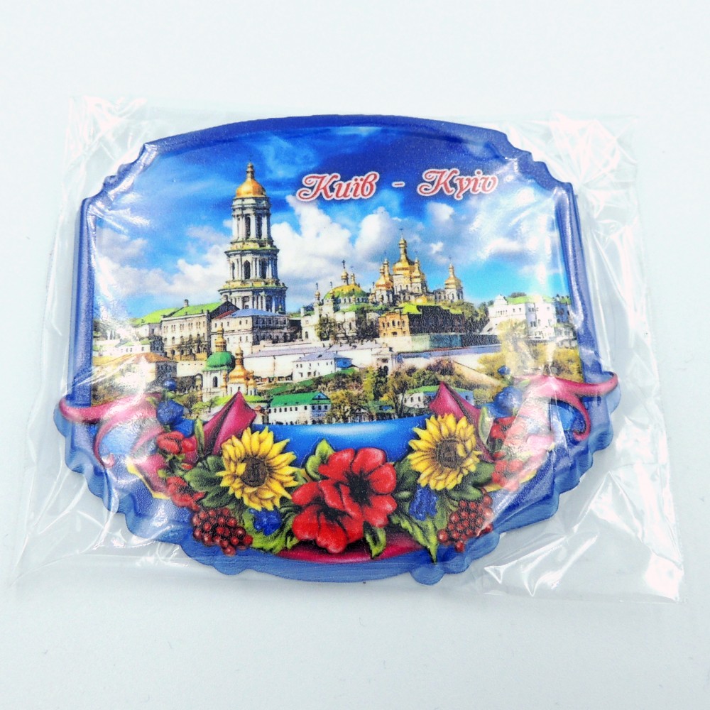 Керамический магнит Рамка с цветами Киево-Печерская лавра