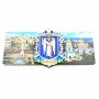 Магніт дерев'яний зі сріблом герб види Києва