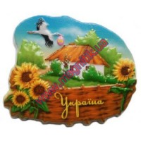 Новинка! Керамические магниты. Аист и хатка
