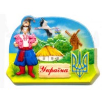 Керамічні магніти. Герб України. Козак і лелека.