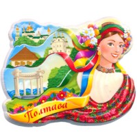 Магниты из керамики. Полтава. Украинка с ленточками