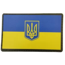 Шеврон Флаг Украины с гербом и оливковым ободком 50*80 мм