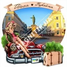 Керамические магниты. Девушка на машине. Одесса
