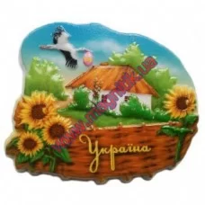 Новинка! Керамічні магніти. Лелека і хатка