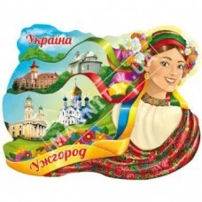 Керамические магниты. Ужгород. Украинка с лентами