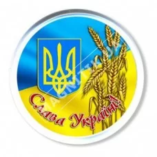 Значок патріотичний. Прапор, пшениця, герб