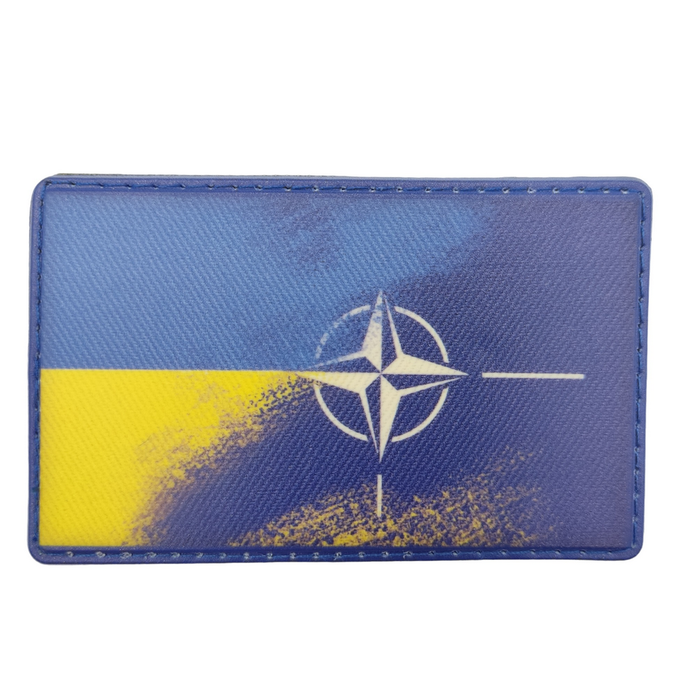 Нашивка прапор НАТО - Україна| Купити шеврон стяг України на липучці