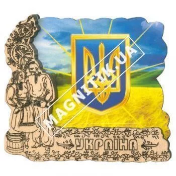 Деревянный магнит. Герб. Украина Деревянный магнит. Герб. Украина